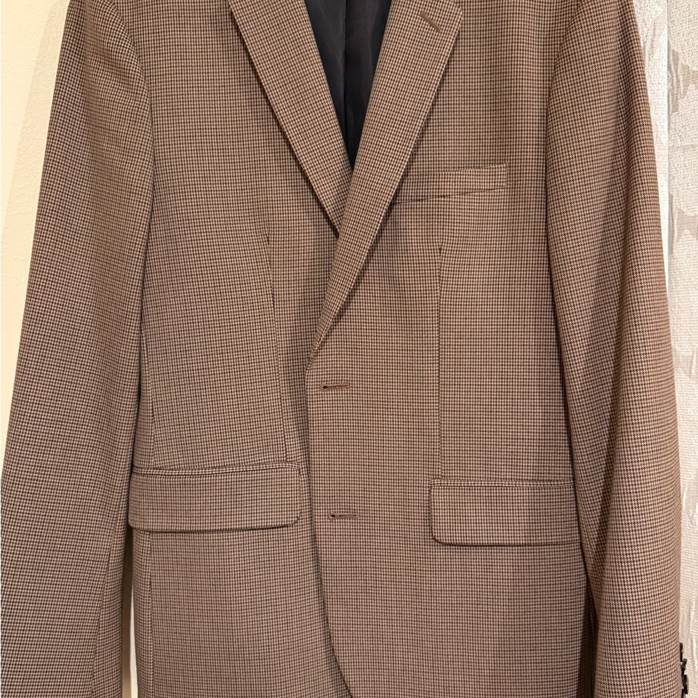 Mango Men's Tan Checkered Blazer